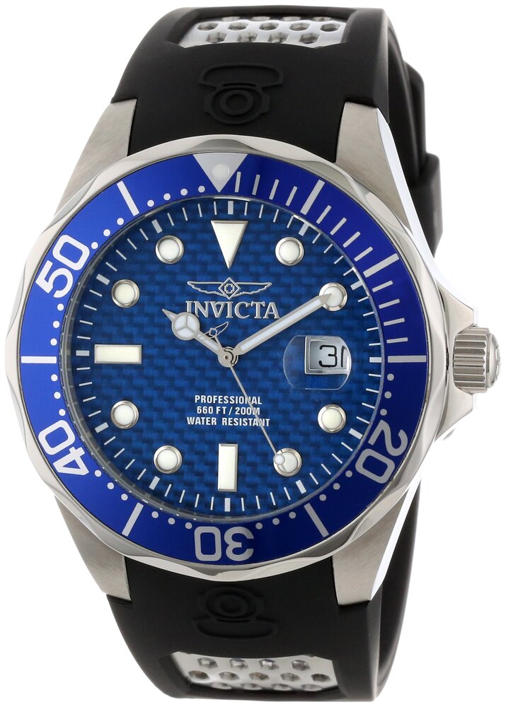 InvictaCrN^ Yjp 12559 Pro Diver Blue Carbon Fiber Dial Black Polyurethane Watch