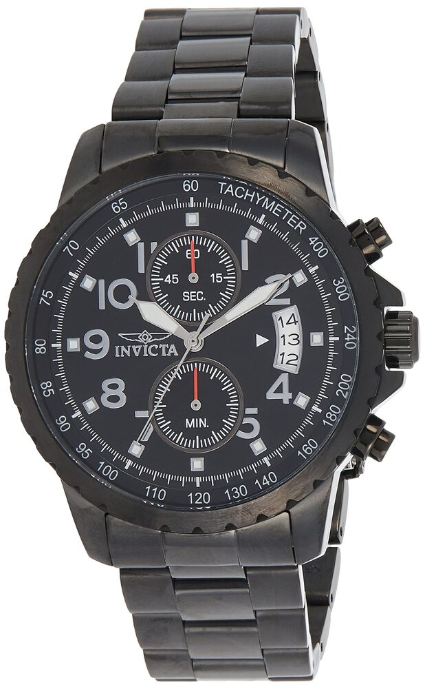 Invictaインビクタ メンズ男性用 13787 Specialty クロノグラフ Black Dial Black Ion-Plated ステンレススチール Watch 1