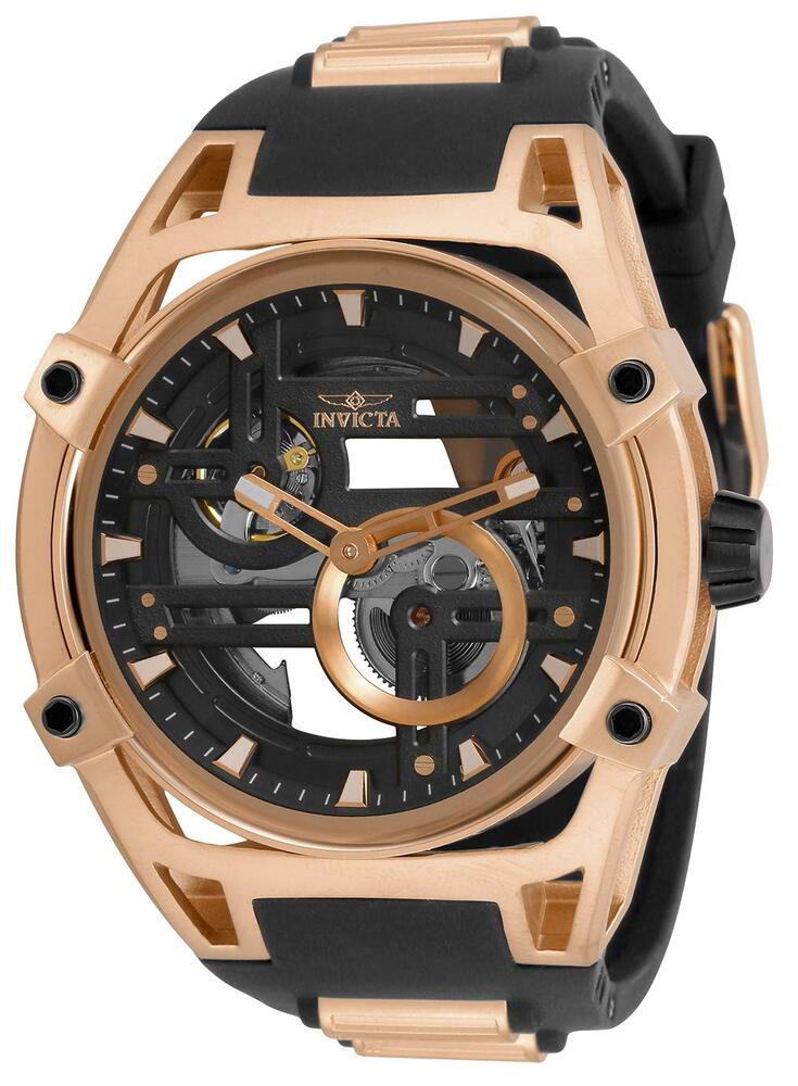 InvictaCrN^ Yjp Akula 52mm Silicone and XeXX`[ Automatic NmOt Black/Rose Gold (Model: 32351)