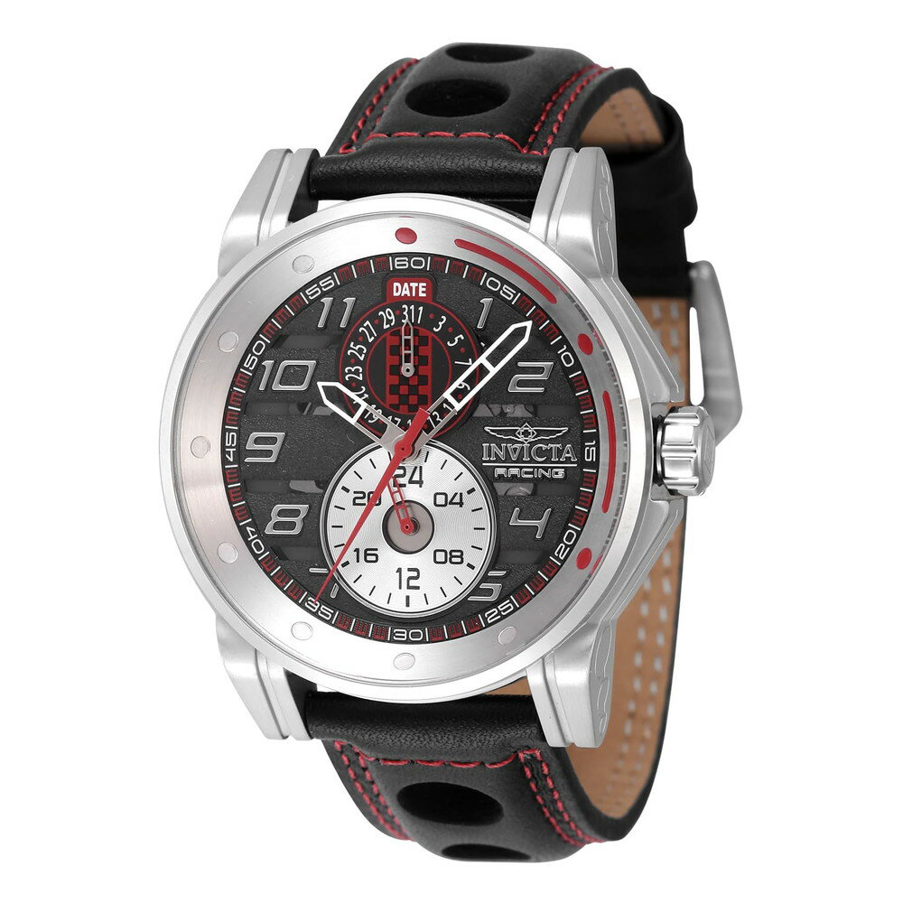Invicta Racing メンズ 46.00mm ステンレススチール レッド スチール ブラック シルバー レッド dial VH61 クォーツ