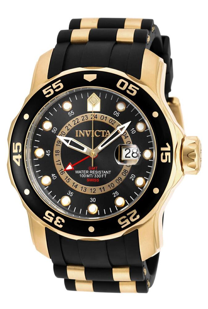 InvictaCrN^ Yjp 6991 Pro Diver Collection GMT Black Dial Black Polyurethane Watch