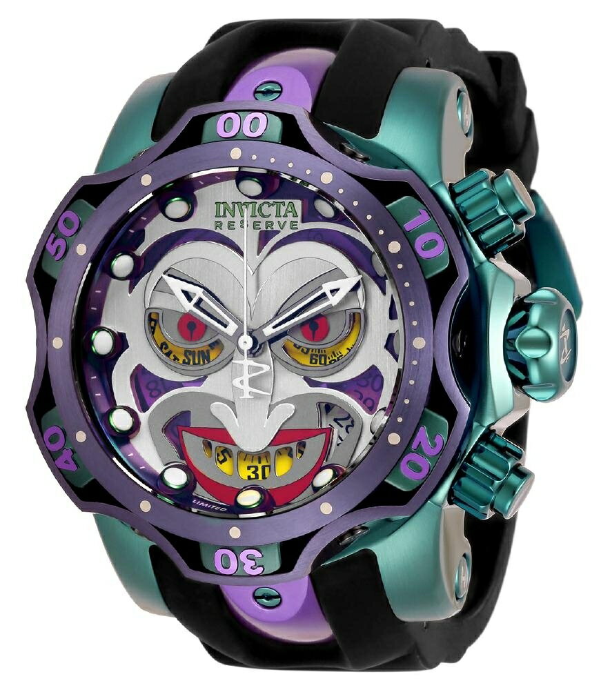 Invictaインヴィクタ DC Comics Joker Swiss Ronda Z60 Caliber メンズウォッチ 52.5mm ブラック パープル グリーン (26950)