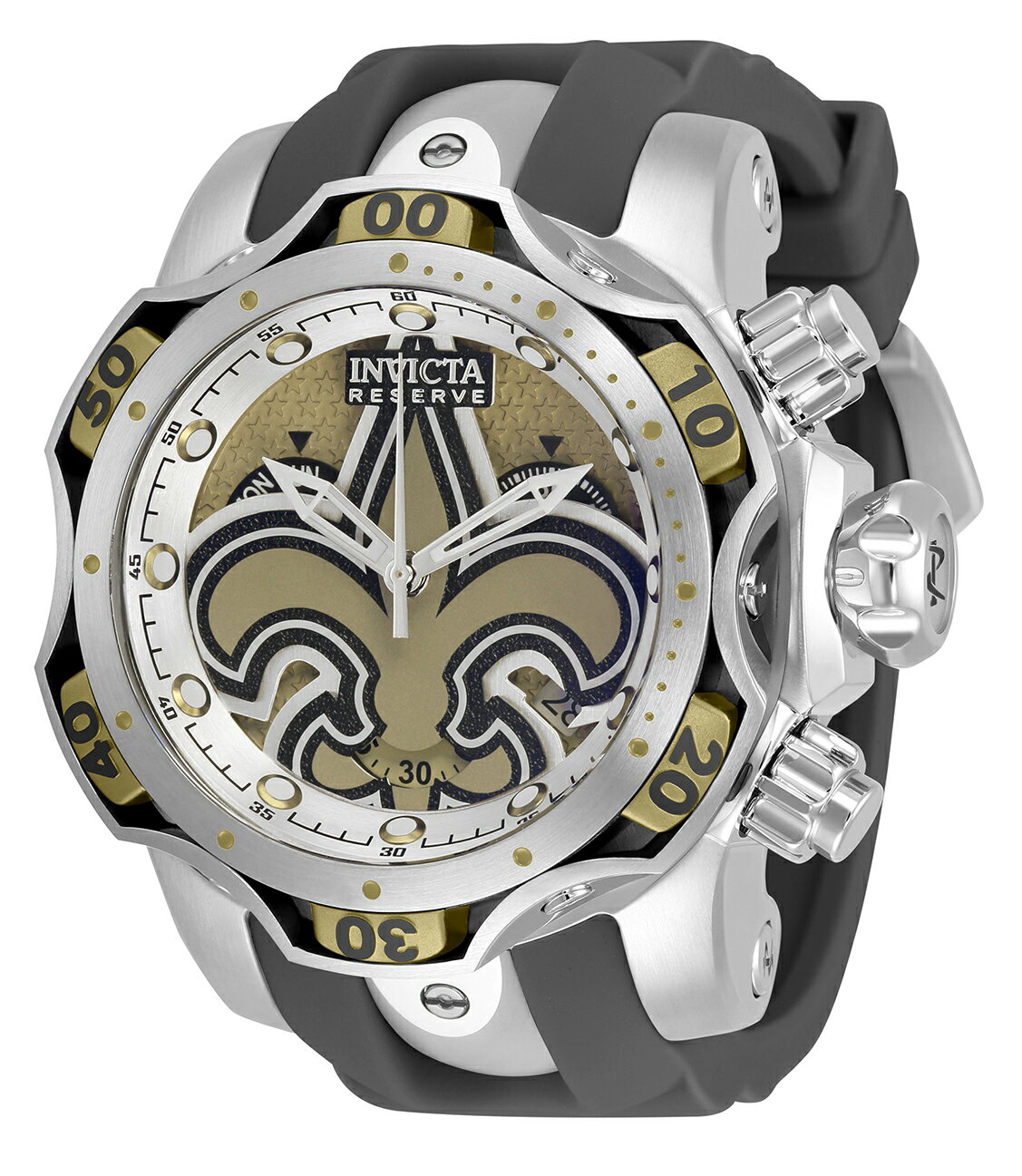 InvictaCBN^ NFL New Orleans Saints Swiss Ronda Z60 Caliber YEHb` 52.5mm X`[ ubN (33080)