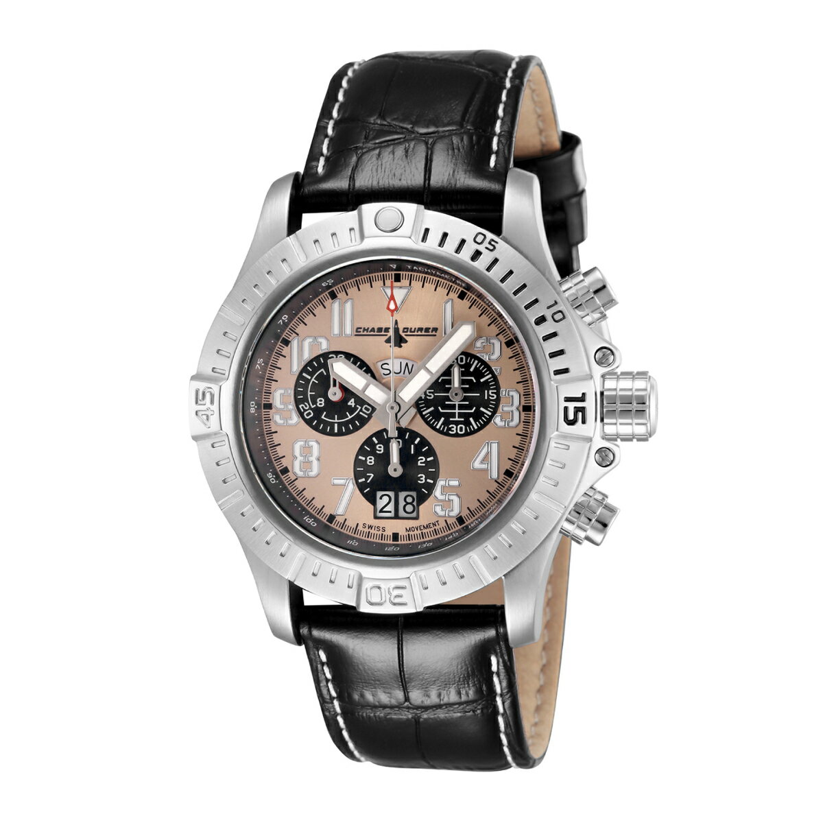 Chase Durer Air Fighter Swiss Ronda 5050.C Caliber メンズウォッチ 45mm アイボリー 黒 CDW-0051