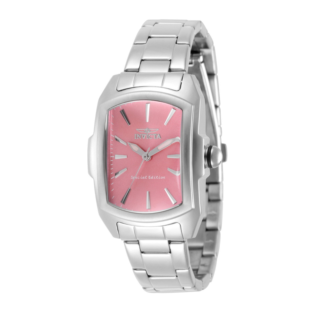 商品説明 Invicta Lupah レディース 腕時計 クォーツ 29mm ステンレススチール ピンク文字盤 100m防水【商品仕様】ムーブメント：クォーツ（日本製）ケースサイズ：29mmケース素材：ステンレススチールベルト素材：ステンレススチールベルトカラー：シルバー文字盤カラー：ピンク文字盤素材：メタル風防：フレイムフュージョン防水性能：100mベルト長さ：183mmベルト幅：16mm夜光：トリトナイト（ホワイト）【特徴】InvictaのLupahコレクションは、トレンドに左右されない独自のスタイルを追求しています。特許を取得したLupahならではのデザインが特徴で、あらゆるシーンや気分にマッチするスマートな外観を備えています。耐久性に優れたステンレススチールケースと、鮮やかなピンクのメタルダイヤルがエレガントな印象を与え、日常生活に寄り添う一着です。 商品について 本製品は海外からの輸入品です。取扱説明書が付属する場合は英語表記となり、日本語説明書は付属しておりません。 ご注意 商品イメージは極力商品本来の色が出るよう注意していますが、 ご覧になる環境（ディスプレイ機器、画面解像度） などにより、 若干の違いが出ることがあります。在庫管理に関しましては細心の注意を払っておりますが、他サイトとの併売の為、在庫切れの場合がございます。万が一売り切れの場合はメールご連絡させていただきます。 納期について お届けの目安を必ずご確認ください。