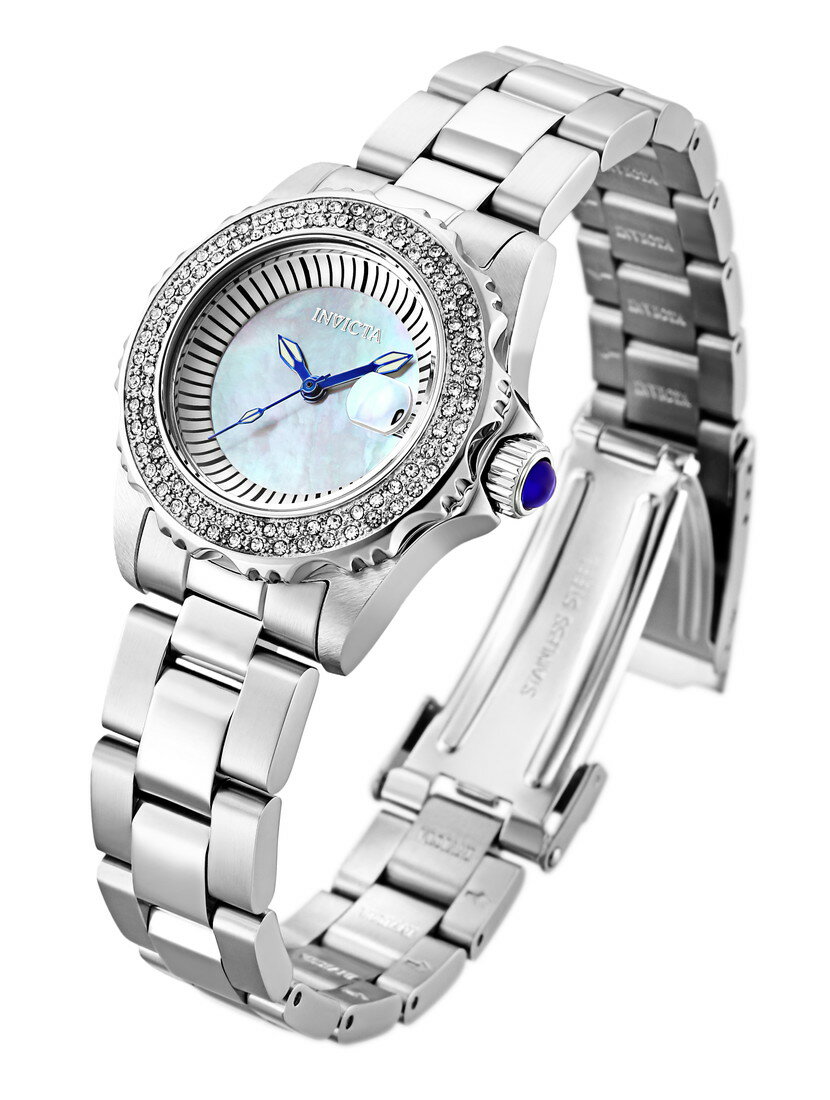 Invictaインビクタ エンジェル レディース 腕時計 マザーオブパール 100m防水 日付表示 クォーツ ステンレス シルバー