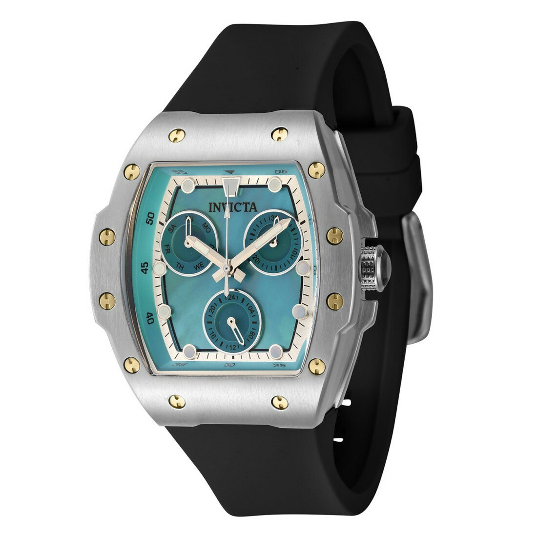 Invictaインビクタ Racing レディース 腕時計 マザーオブパール ダイヤル 38mm ゴールド ケース ブラック シリコンベルト 50m防水 クォーツ