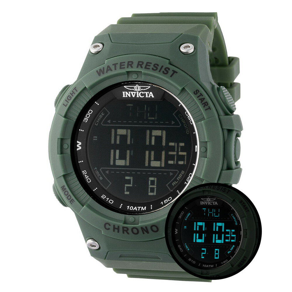 INVICTAインヴィクタ レーシング デジタル メンズ ウォッチ 52mm グリーン (47525)