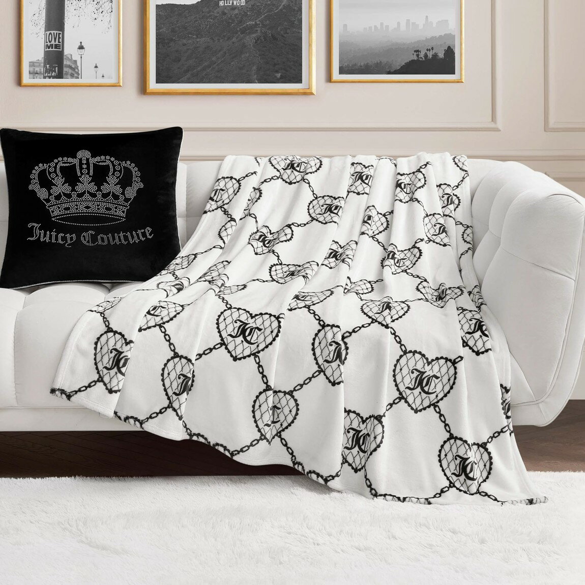 ジューシークチュール プラッシュ スロー ブランケット 152cm × 178cm レースハー...