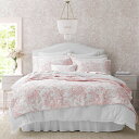 Laura Ashleyローラアシュレイ シングル キルトセット リバーシブルコットン寝具 シャム付き 軽量オールシーズン対応ホームデコ (ベッドフォード ピンク, シングル)(3)