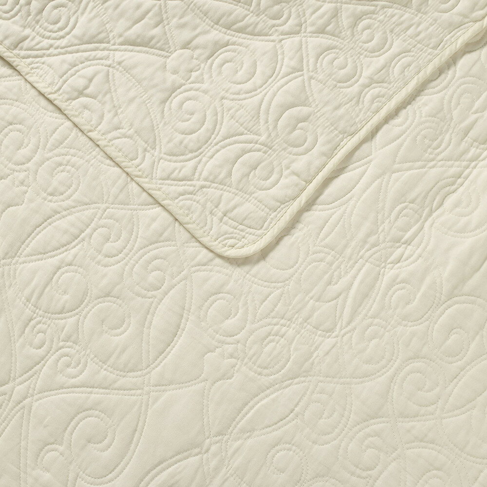 Laura Ashleyローラアシュレイ フェリシティコレクション - キルトセット - 100%コットン リバーシブル オールシーズン寝具 シャム付き 柔らかさ増すための洗い加工済み キング アイボリー [2]