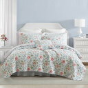 Laura Ashleyローラアシュレイ キルトセット 超ソフト寝具 シャム付き ボーナス枕付き シックなルームデコ (エミリー ブルー, フル/クイーン)(3)