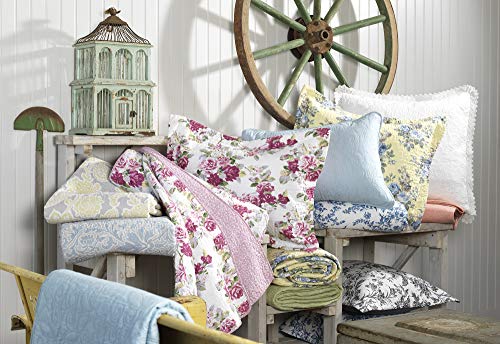 Laura Ashleyローラアシュレイ セリーナ パッチワーク ピンク/セージ リバーシブル コットン キルトセット 枕カバー付き キングサイズ [2]