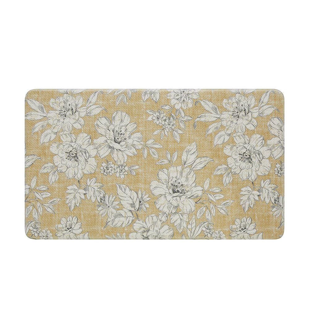 Laura Ashley 疲労軽減キッチンマット Iris フローラルデザイン 汚れ 水 色あせ耐性 料理 立ち仕事 軽..