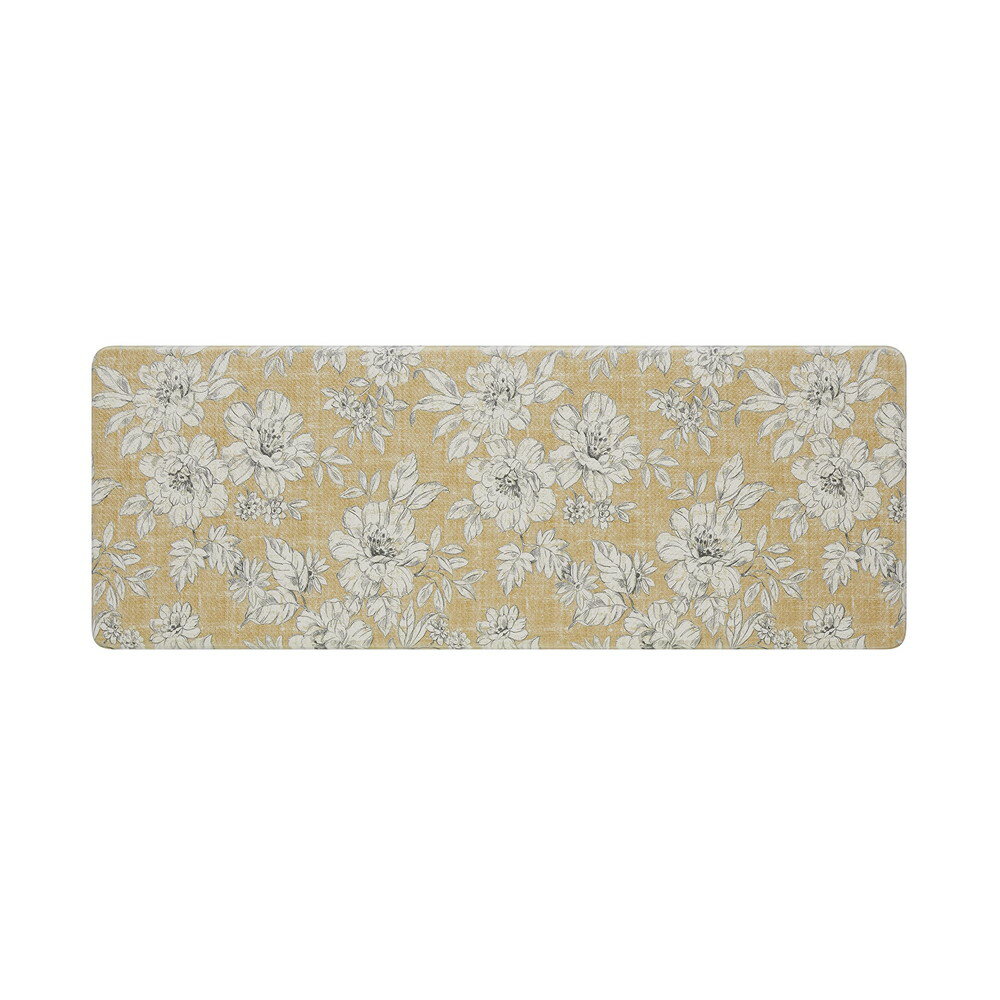 Laura Ashley 疲労軽減キッチンマット Iris フローラルデザイン 汚れ 水 色あせ耐性 料理 立ち仕事 軽..