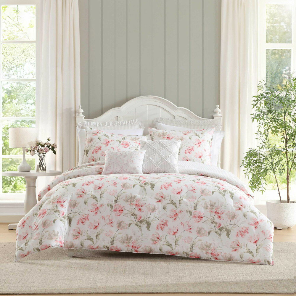 Laura Ashley キング コンフォーターセット ソフト フローラルプリント Gosford Pink キング