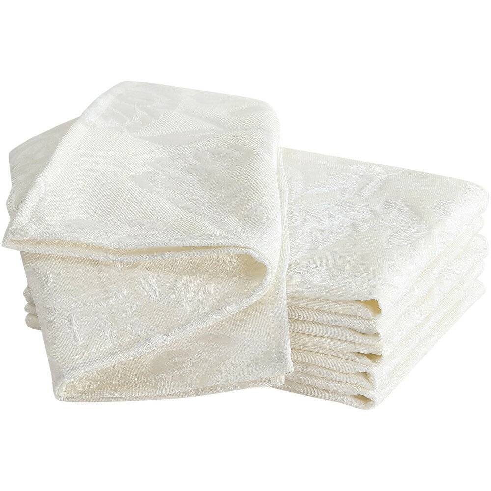 Laura Ashley Annaleigh テーブルクロス ジャカード生地 リンクル耐性 6枚セット ナプキン アイボリー