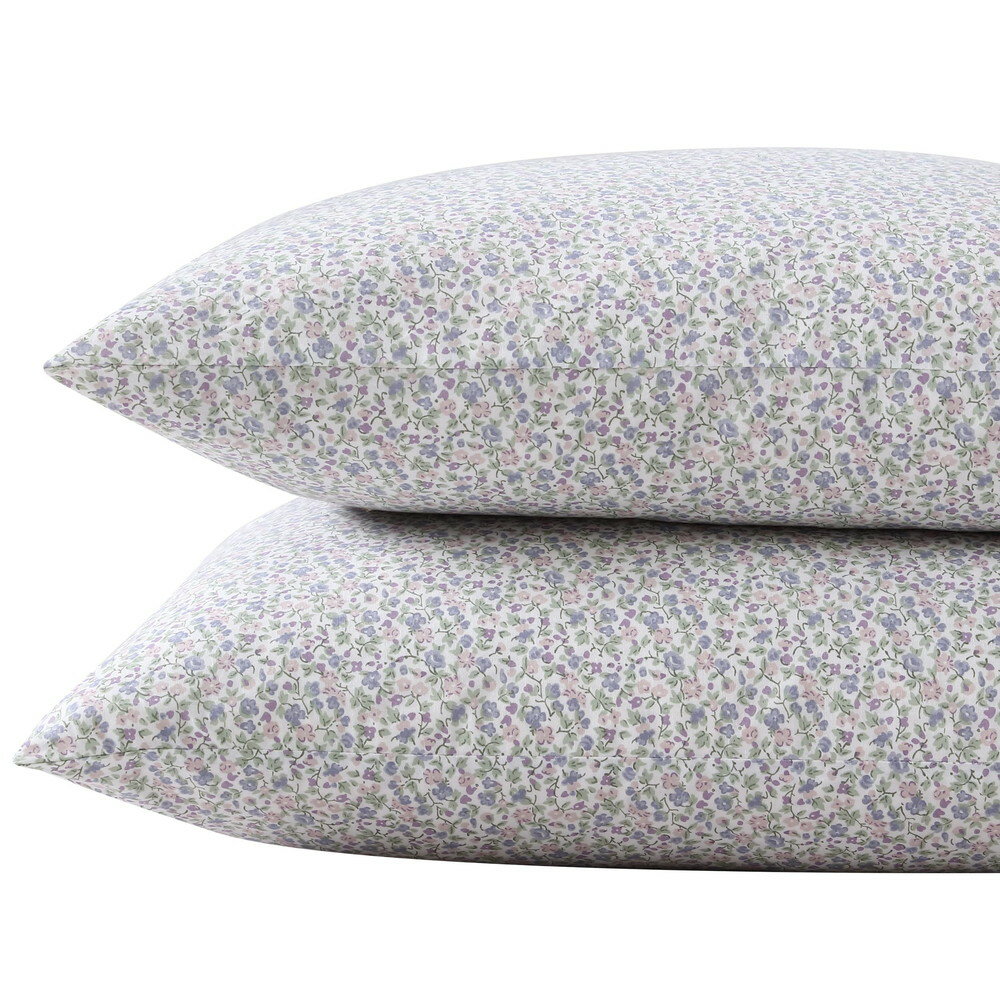 Laura Ashley スタンダード ピローケースセット 通気性 パーケルコットン Emogene Purple 2ピース