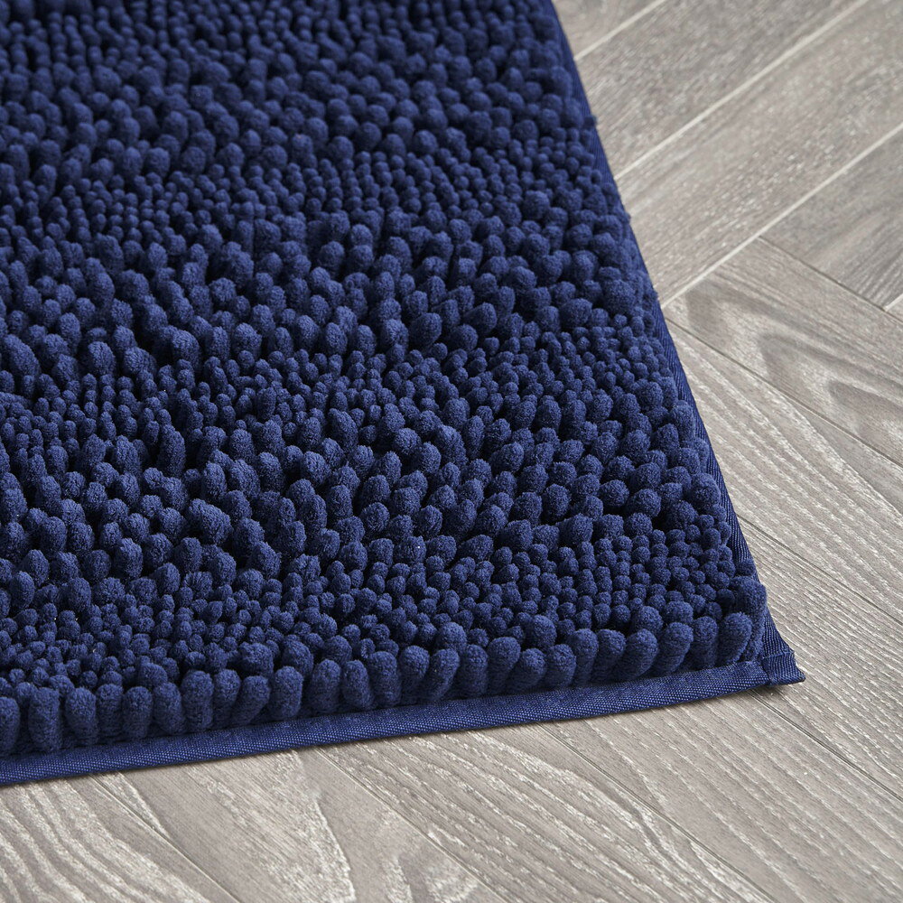 Laura Ashley Astor シェニール バスマット 100% ポリエステル 20 x 34 インディゴ