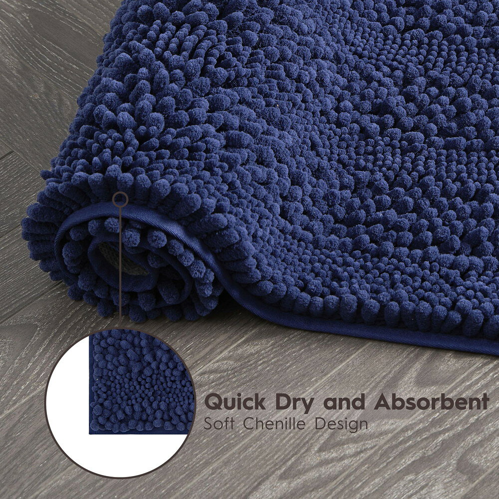 Laura Ashley Astor シェニール バスマット 100% ポリエステル 20 x 34 インディゴ
