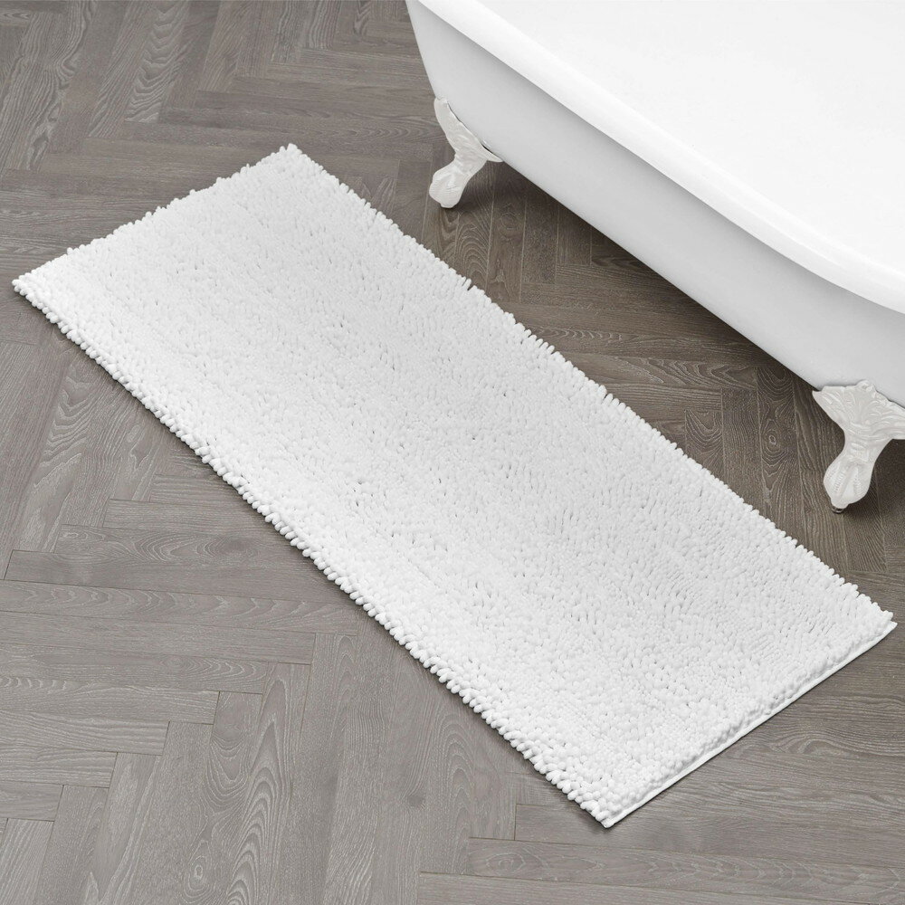 Laura Ashley Astor シェニール バスマット 100% ポリエステル 24 x 60 ホワイト