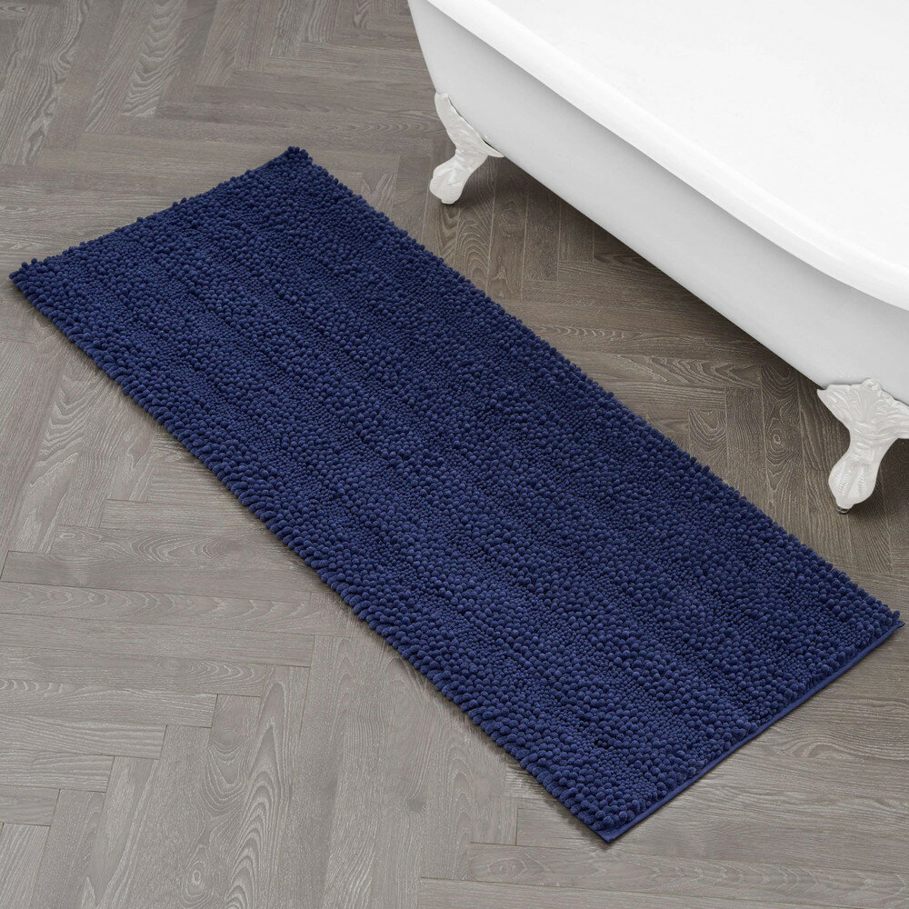Laura Ashley Astor シェニール バスマット 100% ポリエステル 24 x 60 インディゴ