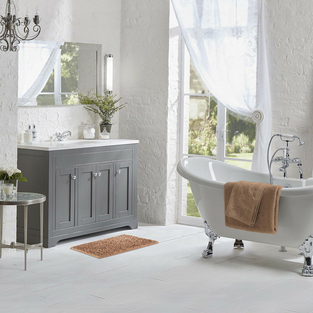 Laura Ashley Butter シェニール バスマット 吸水 シャギー 滑り止め プラッシュ 17 x 24 ダークリネン