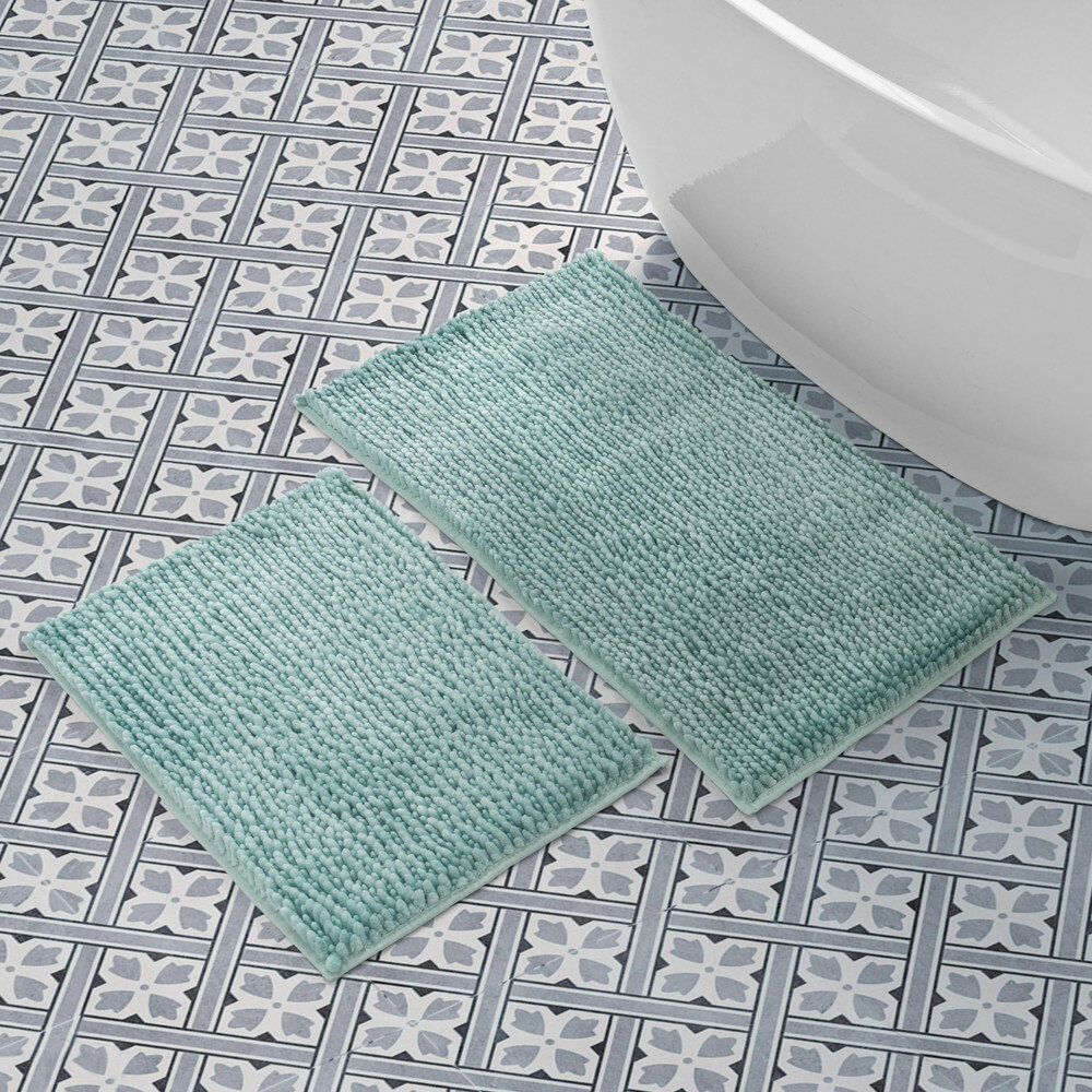 Laura Ashley Butter シェニール バスマット 吸水 シャギー 滑り止め 2ピース 17 x 24 20 x 34 セージ..