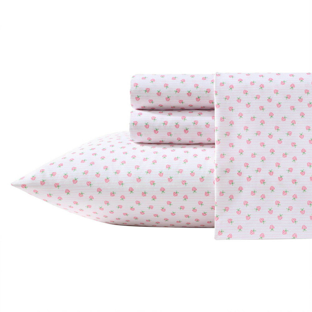Laura Ashley キッズシーツセット ウルトラソフト 通気性 Sweet Lady Bugs Pink フル