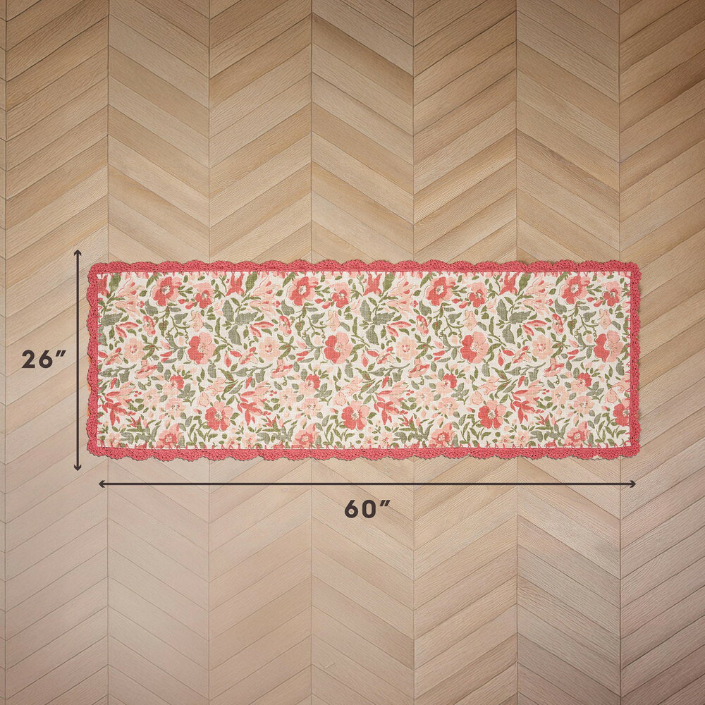 Laura Ashley コットン クロシェボーダー Sherston Coral Pink Floral 洗える 滑り...