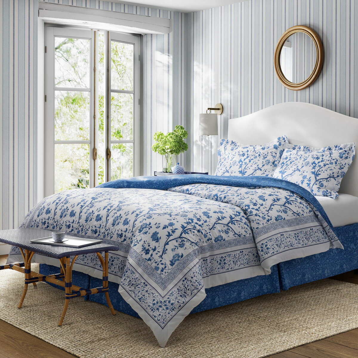 乐天商城 - Laura Ashley シングルサイズ コンフォーターセット Charlotte Blue 3点セット 花柄 ブルー