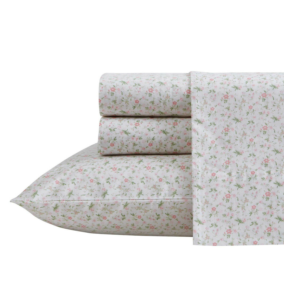 Bedding - Laura Ashley キングサイズ ベッドシーツセット コットンパーケール Evie Pink 花柄 フラットシーツ ピローケース
