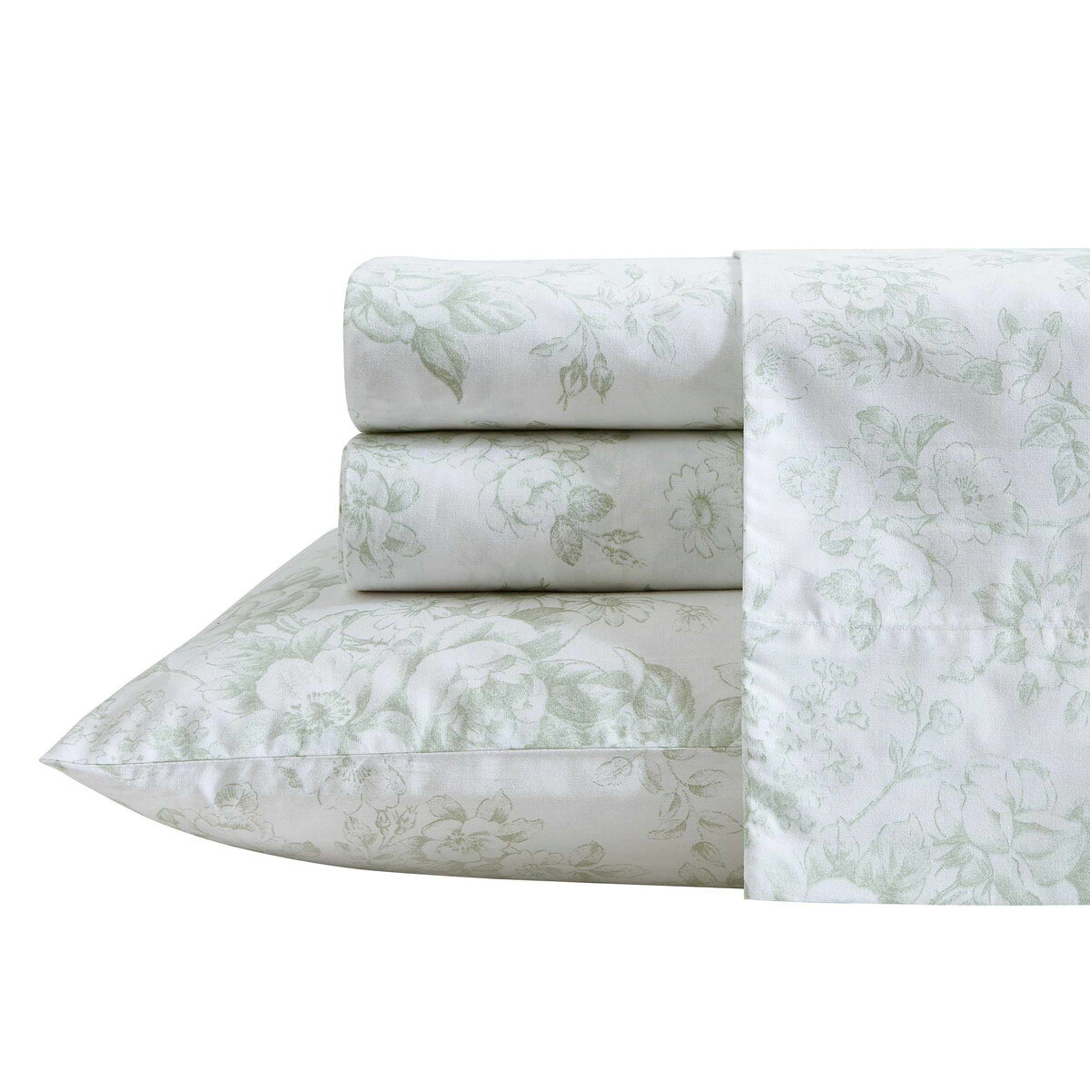 Laura Ashley シングルサイズ シーツセット トワル柄 グリーン コットンパーケール 布団カバー ベッドリネン