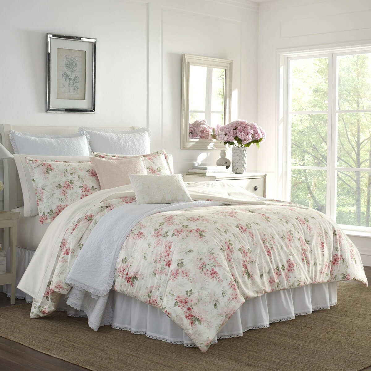 Futon Covers - Laura Ashley クイーンサイズ コンフォーターセット 花柄 ウィステリアピンク 布団カバー ベッドスプレッド