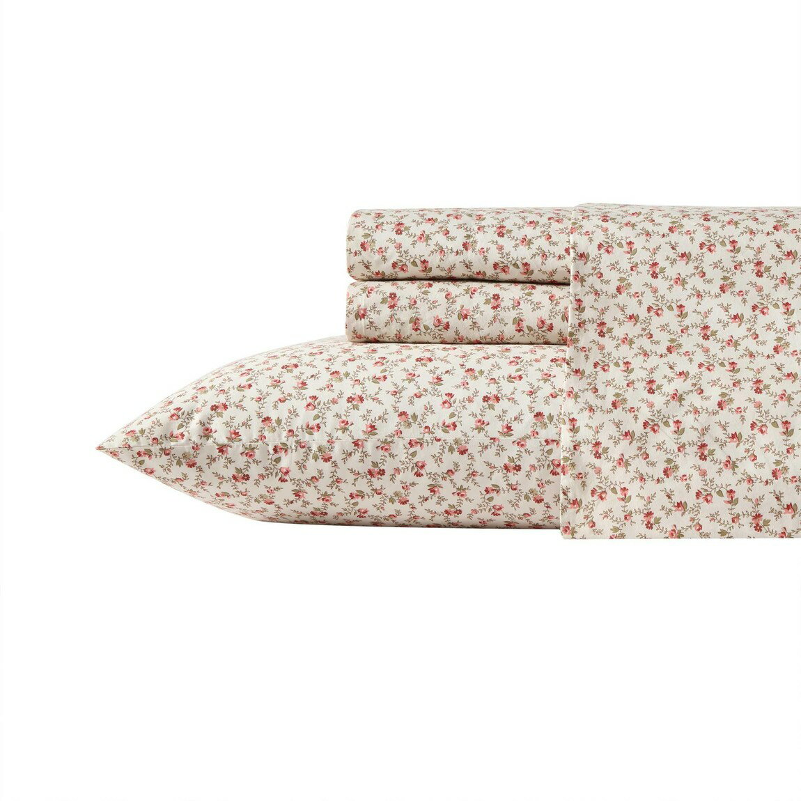 Rakuten - ローラアシュレイ Laura Ashley コットンパーケール シーツセット スウィートサクセスピンク 花柄 4点セット ボックスシーツ フラットシーツ 枕カバー 綿100% 寝具