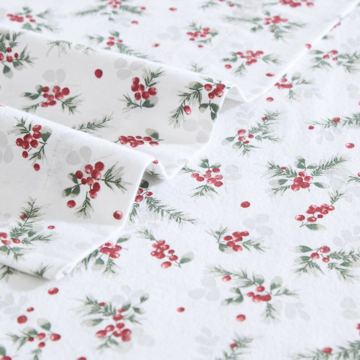 Laura Ashley フランネルシーツ 4点セット ベリーレッド 花柄 綿100% 枕カバー付き