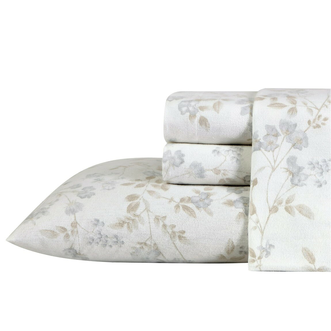 PRODUCT DETAILS Laura Ashley フランネルシーツ 4点セット 花柄 Fawna Grey ベッドシーツ 枕カバー付【商品仕様】・ブランド：Laura Ashley・素材：コットン100%（フランネル生地）・色：Fawna Grey（グレー系の花柄デザイン）【サイズ別セット内容】※アメリカサイズを日本サイズ表記に変換しています。サイズにより付属内容・寸法が異なりますので、ご購入前に必ずご確認ください。■セミダブルサイズ（合計4点）・フラットシーツ　1枚：約206×244cm・ボックスシーツ（全周ゴム）　1枚：約137×190cm・枕カバー　2枚：約51×76cm■クイーンサイズ（合計4点）・フラットシーツ　1枚：約229×259cm・ボックスシーツ（全周ゴム）　1枚：約152×203cm・枕カバー　2枚：約51×76cm■キングサイズ（合計4点）・フラットシーツ　1枚：約259×274cm・ボックスシーツ（全周ゴム）　1枚：約198×203cm・枕カバー　2枚：約51×102cm【ご購入前に必ずお読みください】・海外製品のため圧縮して梱包されており、開封時に折りジワがあります。・掲載画像はメーカー撮影のもので、実物はやや濃いめの色味に見える場合があります。ご利用のモニター環境によっても差異が生じます。【特徴】・肌触りが柔らかなコットン100%のフランネル素材を使用しています。・8工程のブラッシング加工を施し、ふんわりとした心地よい風合いに仕上げています。・毛玉ができにくく、シワになりにくい加工が施されています。・上品でクラシックな英国調の花柄プリントが寝室を優雅に演出します。・フラットシーツ、ボックスシーツ、枕カバーが揃ったクイーンサイズの寝具セットです。 ■ 商品について 海外輸入品（説明書は英語表記の場合あり） ■ ご注意 ・掲載画像は実物に近い色味になるよう調整しておりますが、ご利用の環境により差異が生じる場合があります。・複数店舗で在庫を共有しているため、ご注文後に在庫切れとなる場合がございます。 ■ 納期について お届けの目安を必ずご確認ください。 海外正規ルート仕入れ品 海外ブランド ▼ 海外正規ブランド店 正規代理店 ▼ 当 店 ※本商品は並行輸入品です 製造元は正規品と同一のブランド・メーカーです。当店では海外正規ルートより仕入れた商品を取り扱っております。流通ルートが異なるのみで、商品自体に違いはございません。 ── 当店の商品について ── 正規品のみ取り扱い 海外正規店・正規代理店から商品を直接仕入れ、国内に輸入して販売しております。 日本未入荷・海外限定モデルも多数 日本未入荷・海外限定モデルも多数取り扱っております。サイズ・カラー違いや海外限定で販売された製品など、日本では手に入りにくいアイテムをお届けいたします。 お求めやすい価格の理由 海外市場での価格差や流通ルートの違いにより、国内販売価格よりお求めやすくなっております。品質はそのままに、よりお手頃な価格でお届けいたします。 安心保証 ご使用前に万が一、製品に不具合がございました場合は、交換または商品代金のご返金にて対応させていただきます。商品到着後5日以内にご連絡ください。 ご注意 海外からの輸入品となります。海外輸送のため、外箱に軽微なスレ等がある場合がございますが、商品本体には影響ございません。 ※在庫状況は仕入先の在庫情報をもとに出来る限り正確に表示しておりますが、取寄せ商品のため、タイミングによりご注文後に欠品・キャンセルとなる場合がございます。 お探しの商品がございましたら、お気軽にご相談ください。