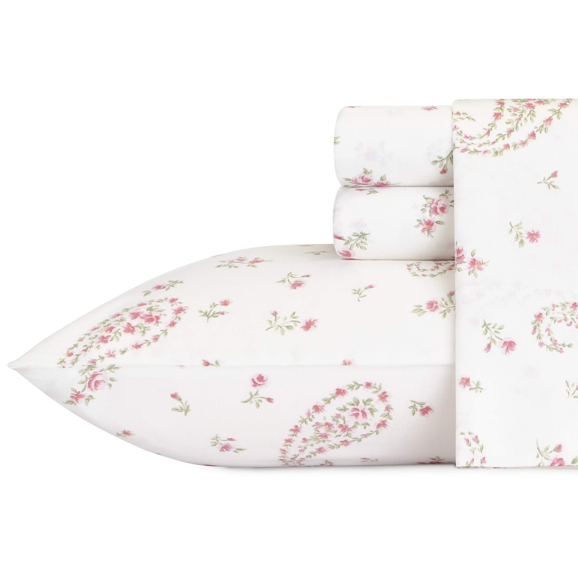 Rakuten - ローラアシュレイ Laura Ashley クイーン シーツ 4点セット サテン コットン 綿100% 300スレッドカウント ブリストル ペイズリー ブルー ホワイト 寝具 布団カバー ベッドカバー 枕カバー