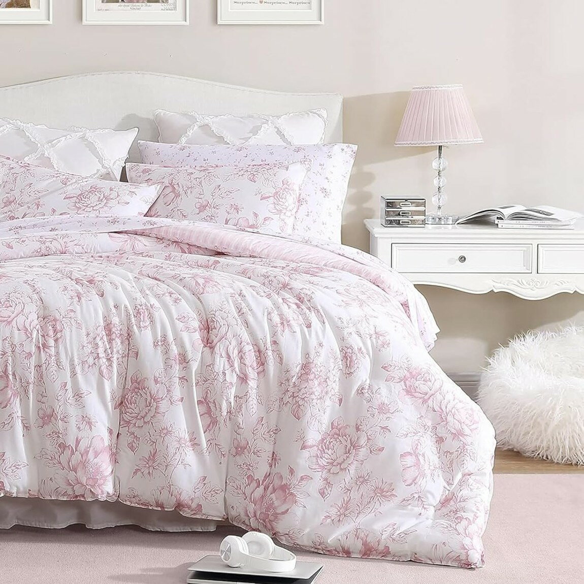 Rakuten - Laura Ashley コンフォーターセット Delphine Mauve Pink 花柄 リバーシブル 布団カバー 寝具