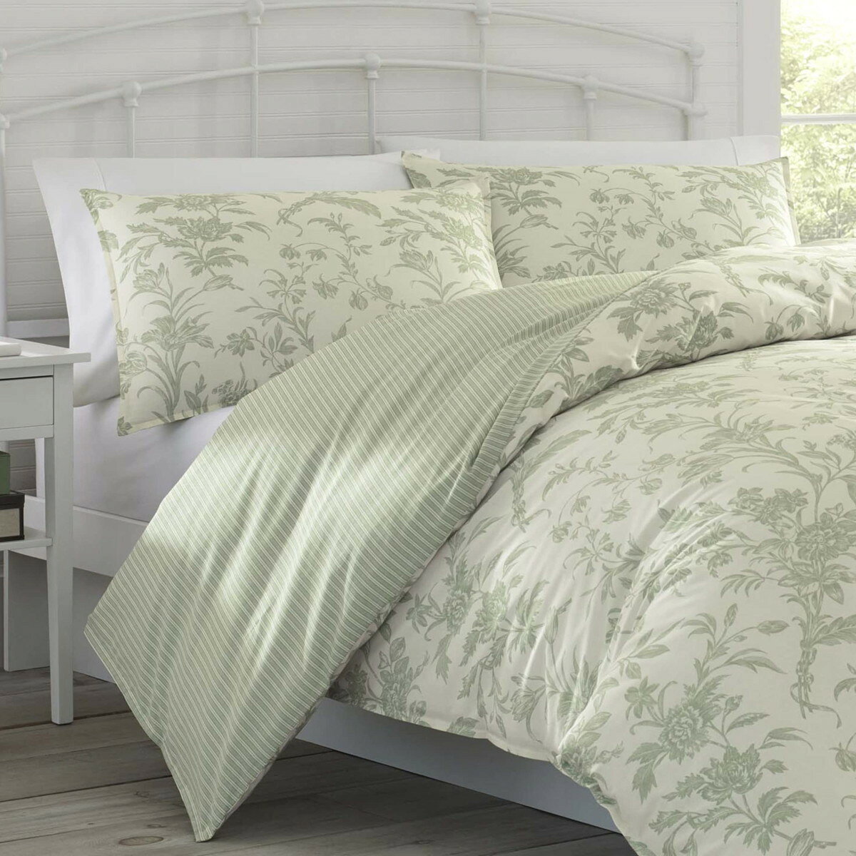Laura Ashley Home キングサイズ 掛け布団カバーセット リバーシブル 綿100% 花柄 ...