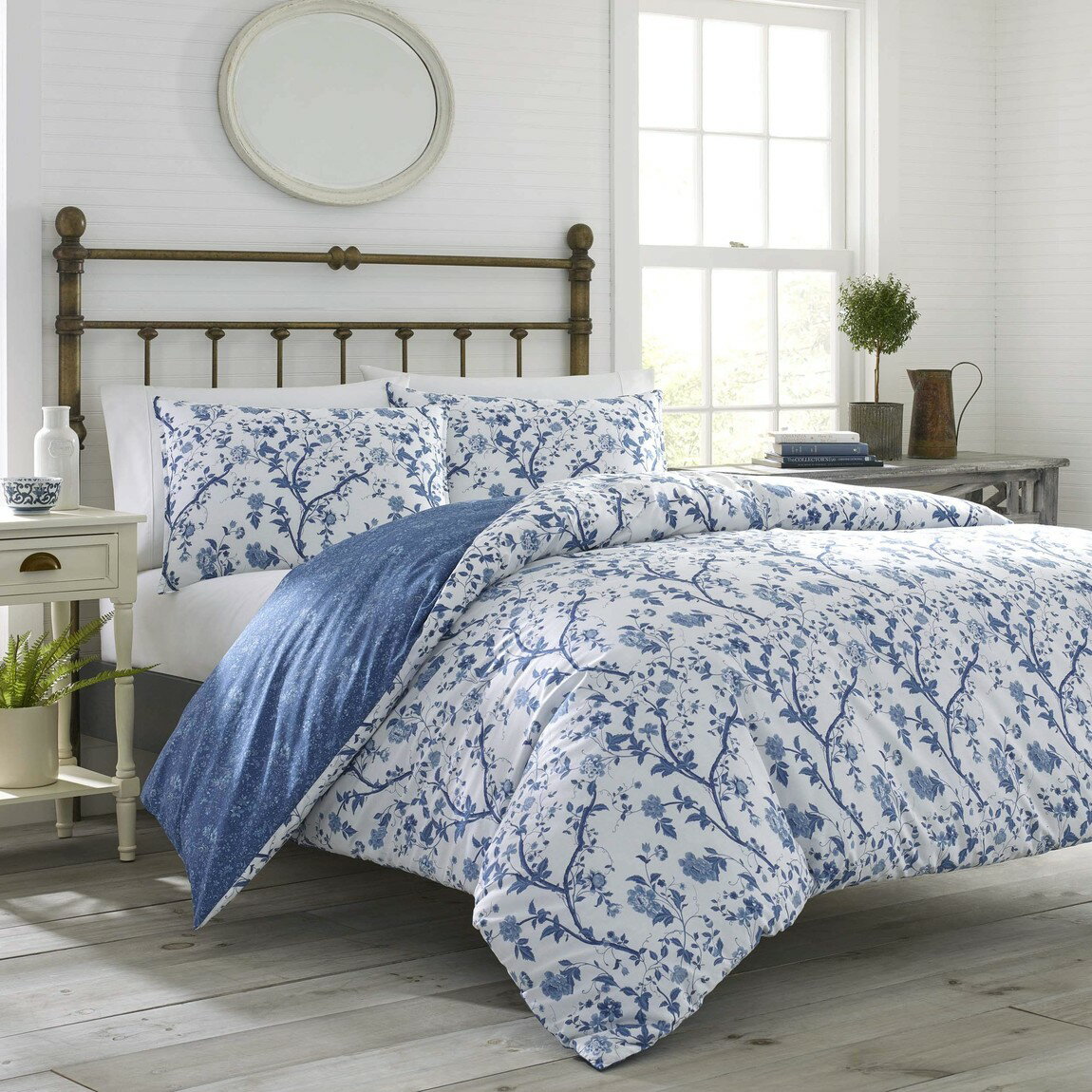 Rakuten - Laura Ashley Home 布団カバーセット Elise Blue リバーシブル 綿100% 花柄