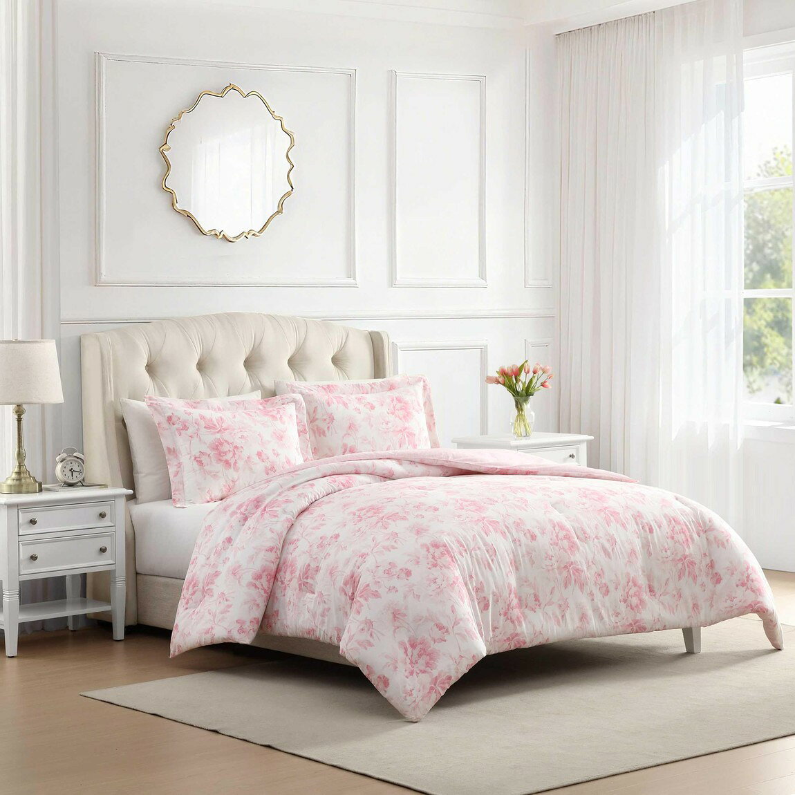 Laura Ashley コンフォーターセット 花柄 ピンク系 ベッドリネン