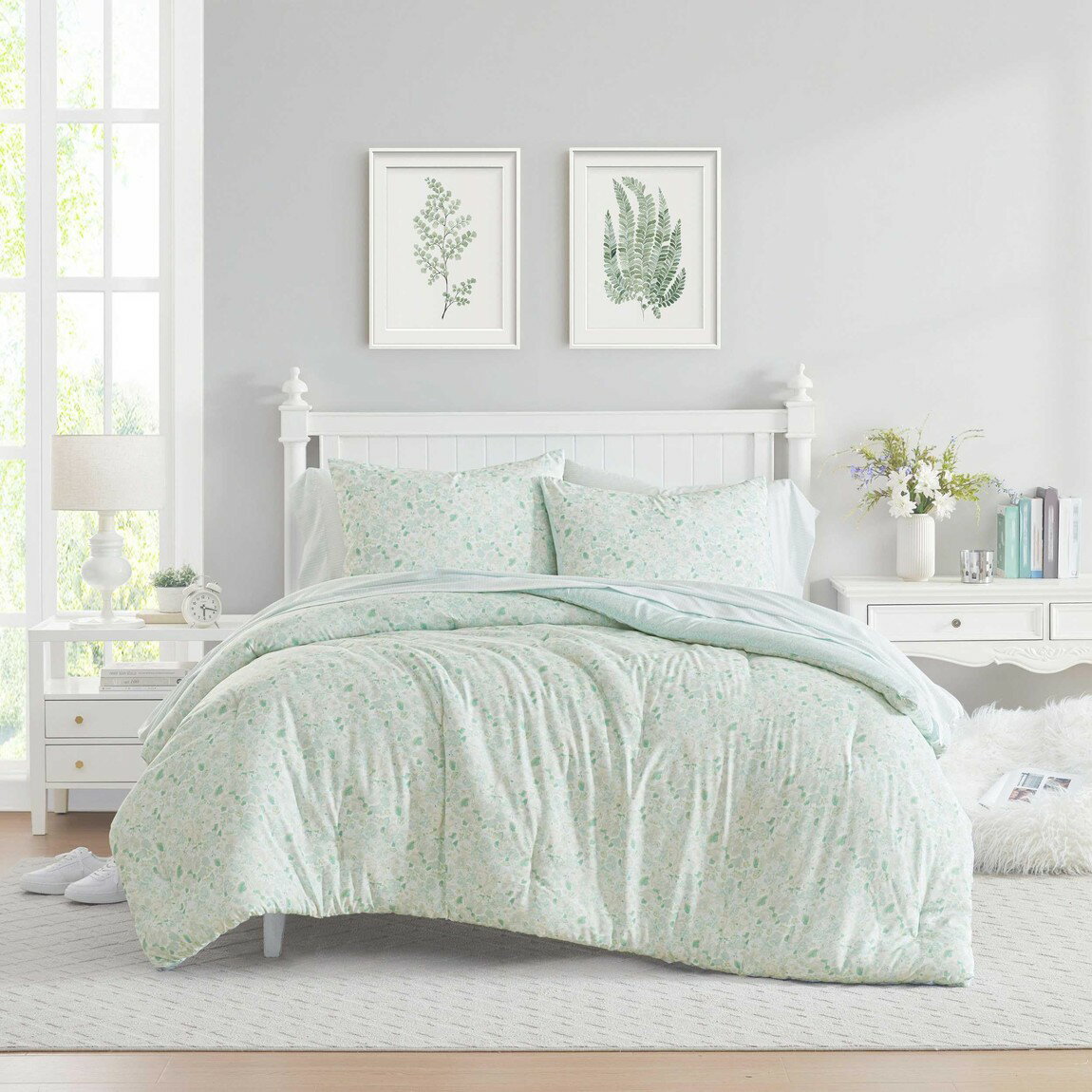 Rakuten - Laura Ashley コンフォーターセット 7点セット 花柄 ブルー系 布団カバー シーツ ピローケース