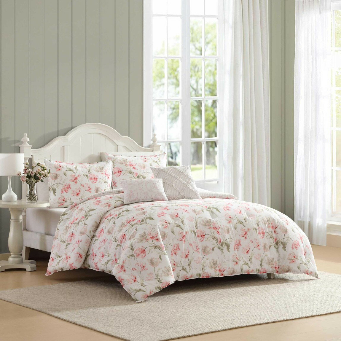 Laura Ashley コンフォーターセット Gosford Pink 花柄 布団カバー ピローカバー付き