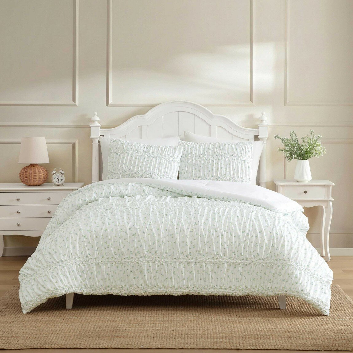 Rakuten - Laura Ashley コンフォーターセット ローズバッド柄 ブルー 3点セット 寝具