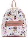 Loungefly Disney ミッキーミニーマウス ミニバックパック ハンドバッグ 総柄 フローラル(4)