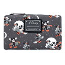 Loungefly Disney ミッキーとミニーマウス 総柄プリント ハロウィン フラップ財布