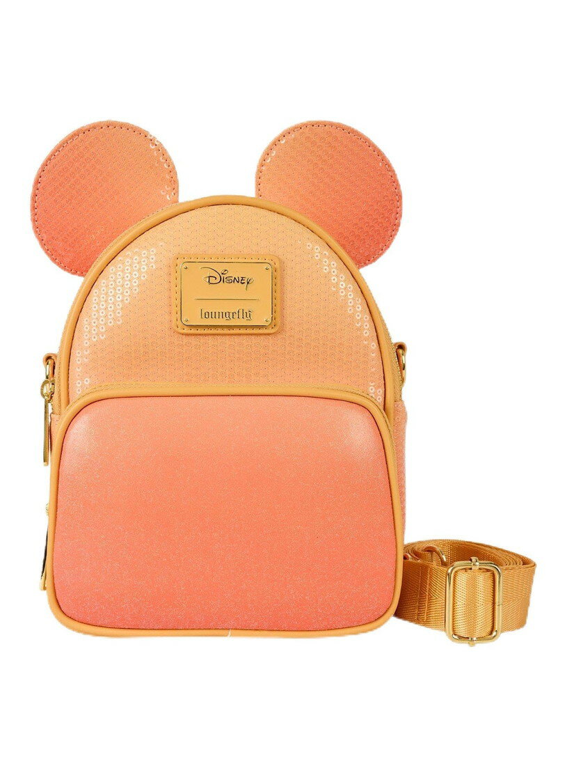 Loungeflyラウンジフライ ミッキーマウス オムブレ スパンコール 2WAY ミニバックパック レディース リュックサック ディズニー グラデーション 耳付き