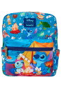 Loungefly Disney スティッチ キャンピング キューティーズ AOP ナイロン ミニバックパック | Disney アクセサリー スタンダード