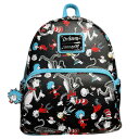 Loungefly Dr Seuss キャット イン ザ ハット AOP ダブルストラップ ショルダーバッグ パース
